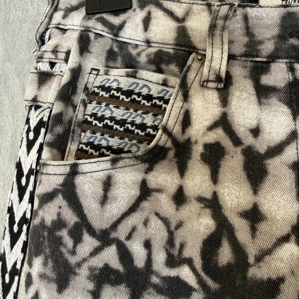 Isabel Marant Pour H&M 2013 Ikat Print Straight Jeans US 10 Embroidered Trim - Picture 7 of 15